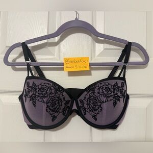 PINK Victoria’s Secret 34DD Lightly lined balconette bra Purple and black NWOT